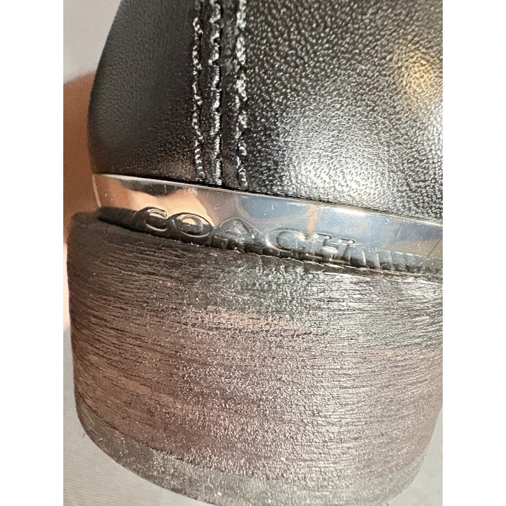 COACH Micha Black Leather Riding Boots Knee High Buckle Straps Size 8 B EUC